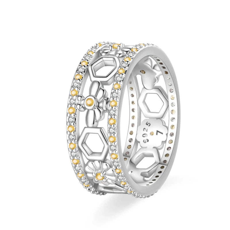 Women's 925 Sterling Silver Hollow Ring — Flower Butterfly Heart Sun Fashion Jewelry — view 9 of jewelry