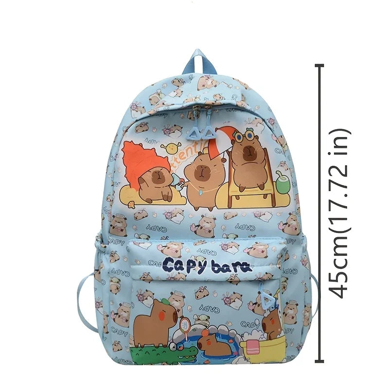 Cute Capybara Kids School Backpack - Large-Capacity Student Bag for Travel & Gym — view 2 of backpacks