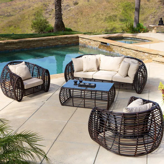 Luxury Outdoor Rattan Sofa Set – Weather-Resistant Balcony & Garden Furniture