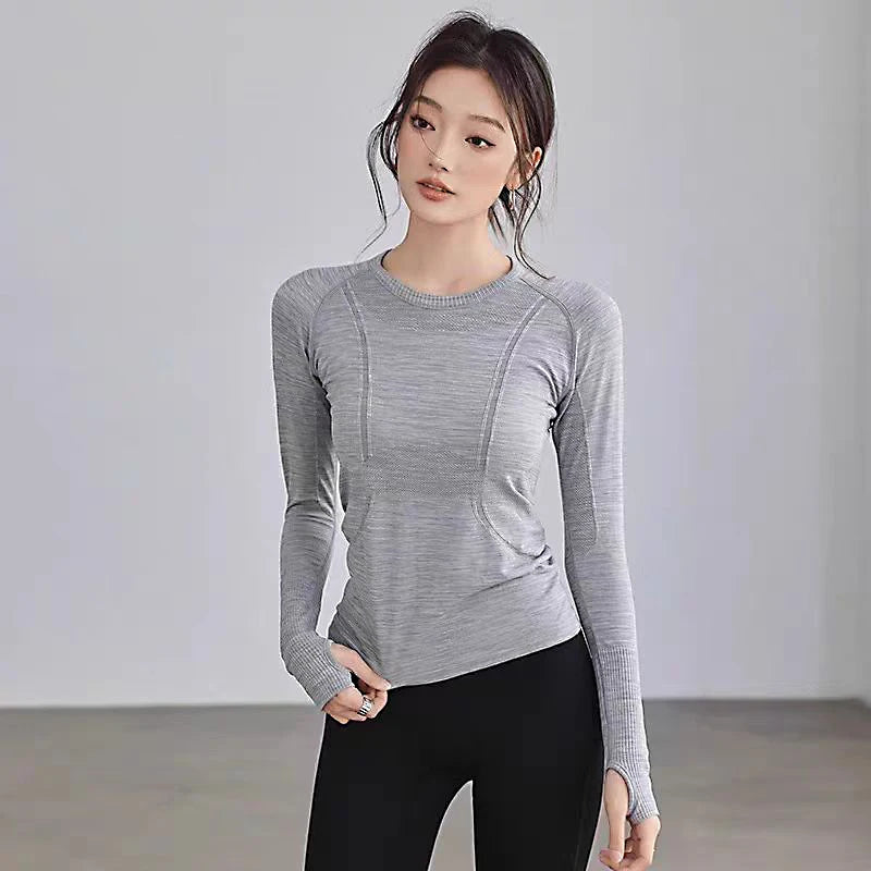 Women's Activewear Long-Sleeve Seamless Workout Top — Round-Neck Slim-Fit Yoga Shirt — view 5 of women's activewear