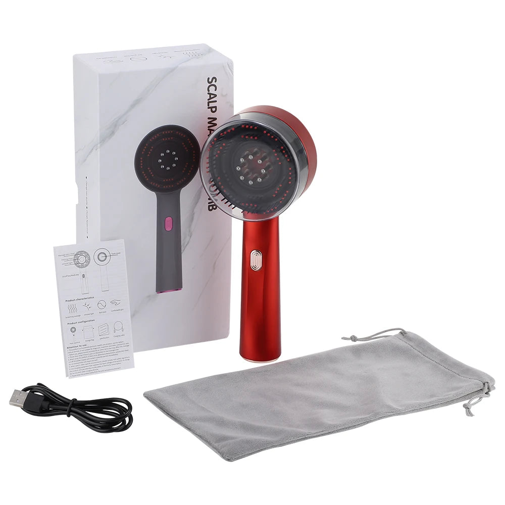 Electric Scalp Massage Comb with Red Light & Microcurrent – Hair Growth Massage Brush with Oil Applicator