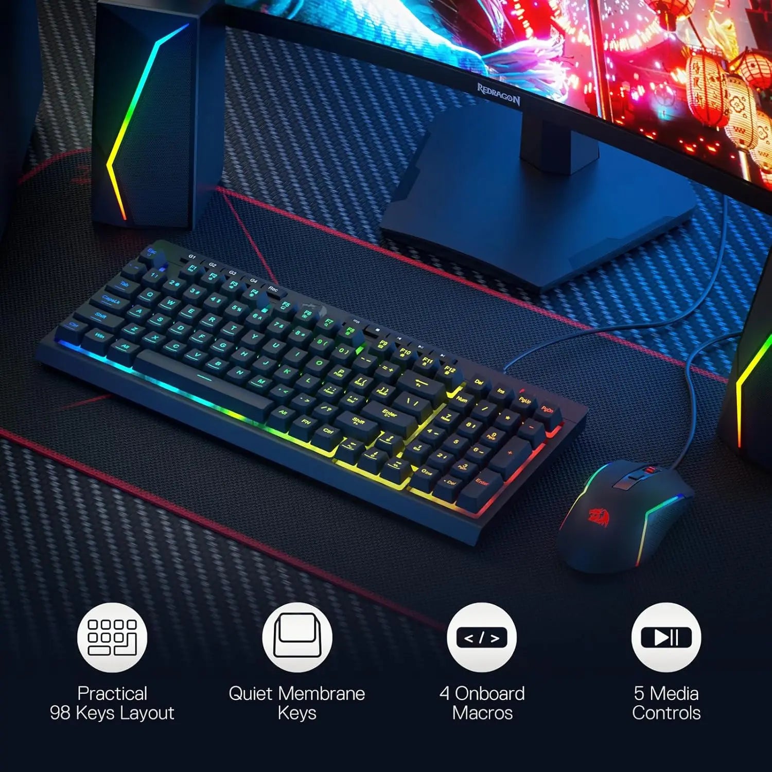 Redragon S141 Gaming Keyboard & Mouse Combo – K515 Wired RGB Keyboard + M616 10000 DPI Gaming Mouse — view 5 of electronics & gadgets