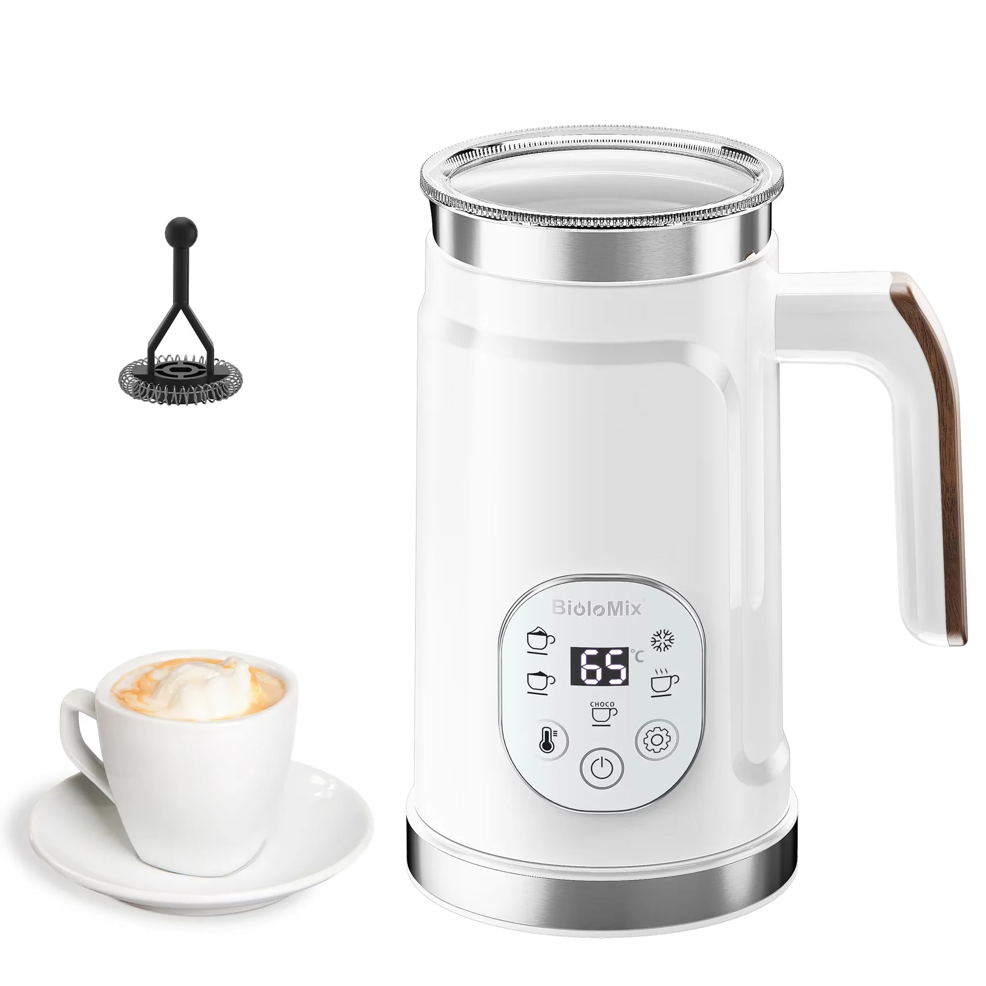 BioloMix 5-in-1 Milk Frother – LED Touchscreen Hot & Cold Foam Maker for Lattes & Coffee — view 6 of beauty & personal care