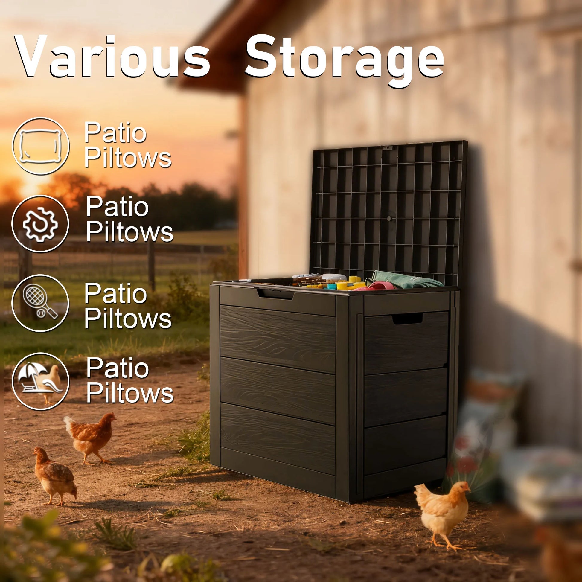 Storage Organizer 75-Gallon Outdoor Deck Box — Lockable Heavy-Duty Plastic Patio Container — view 2 of storage & organisation