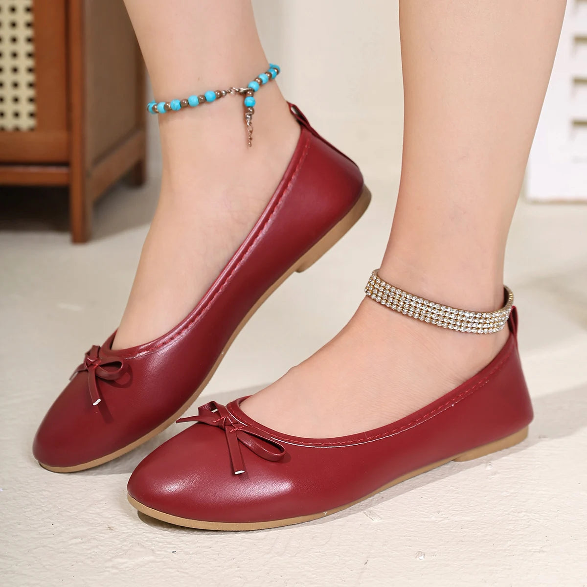 Flats & Ballet — Elegant Red Ballet Flats, Versatile Spring Summer Statement Flats — view 2 of flats & ballet