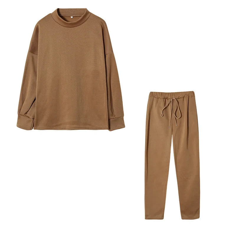 Autumn-Winter 2Pc Tracksuit &mdash; Women&rsquo;s Long-Sleeve Pullover Hoodie + Solid Jogger Pant Set — view 11 of tracksuits