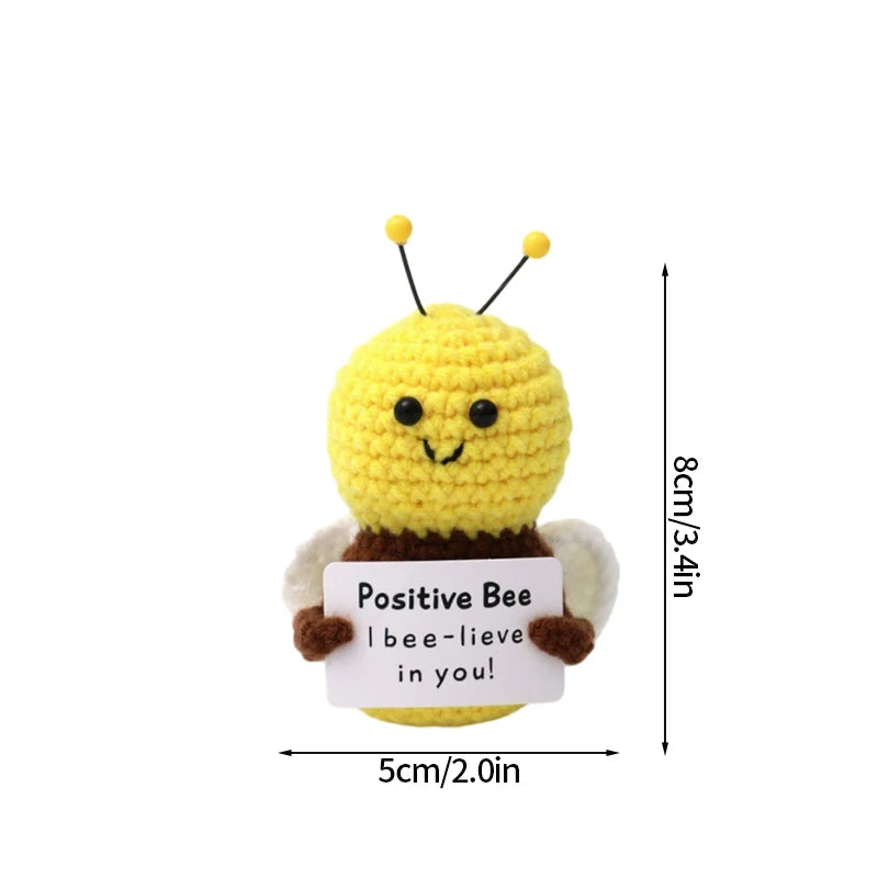 Home Decor Hand-Woven Crochet Ornament — Funny Vegetable Animal Doll with Hugging Card, Positive Energy Desk Accent & Gift