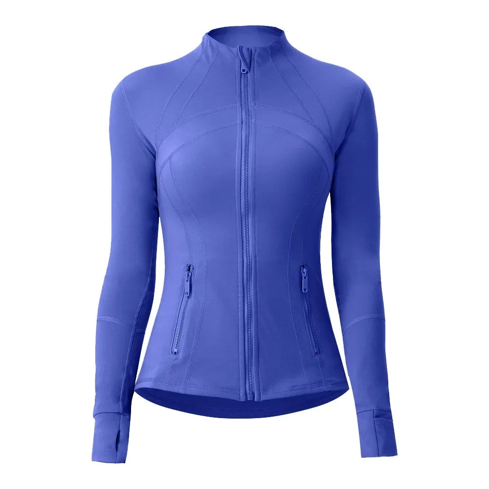 Women Running Jackets Athletic Workout Fitness Jacket Track Full Zip Up Gym Tops Slim Fit Yoga Shirt Long Sleeve Sports Coats