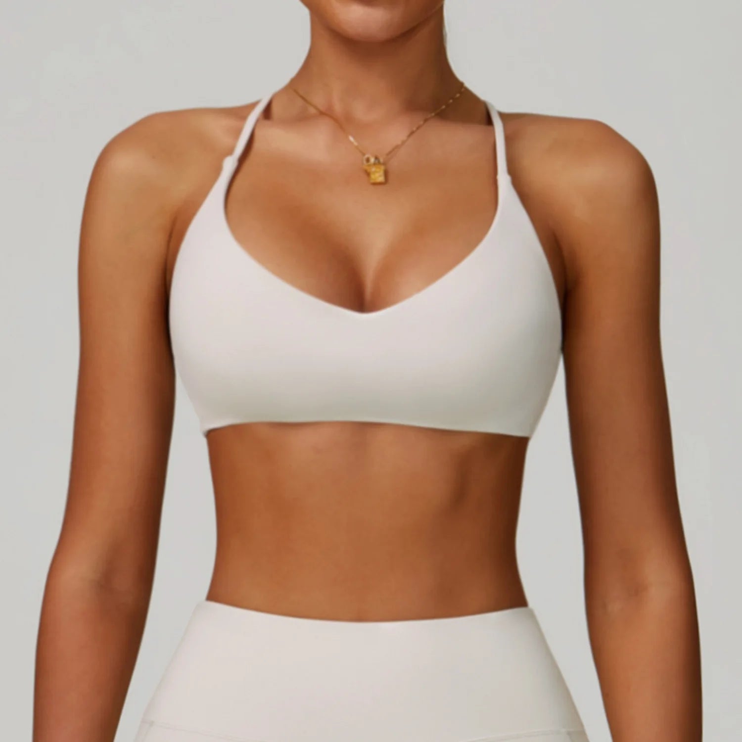 Cross-Shoulder Strap Sports Bra — Anti-Sweat Shockproof Push-Up Yoga Gym Crop Top — view 6 of sports bras