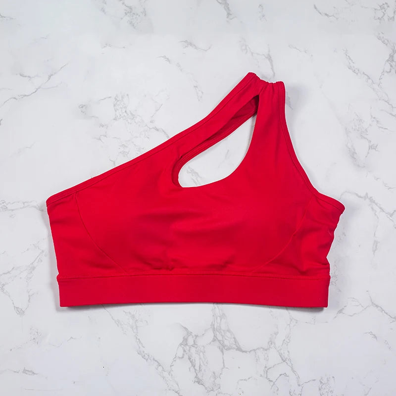 Women’s One-Shoulder Yoga Sports Bra — Fitness Gym Running Workout Top Vest — view 5 of sports bras