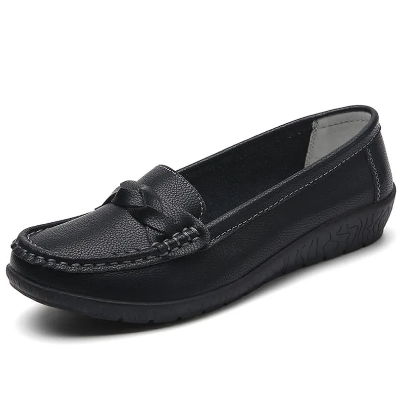 Flats & Ballet — White Leather Loafer Flats, Clean-Girl Aesthetic Trend Slip-Ons — view 5 of flats & ballet