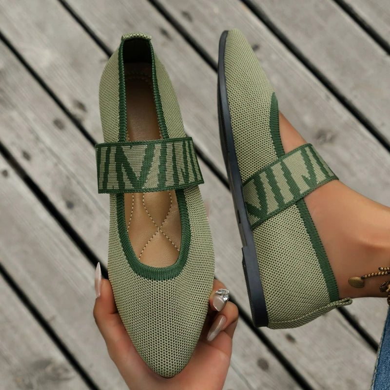 Flats & Ballet — Knitted Pointed-Toe Ballet Flats, Low-Heel Elegant Breathable Sneakers — view 5 of flats & ballet