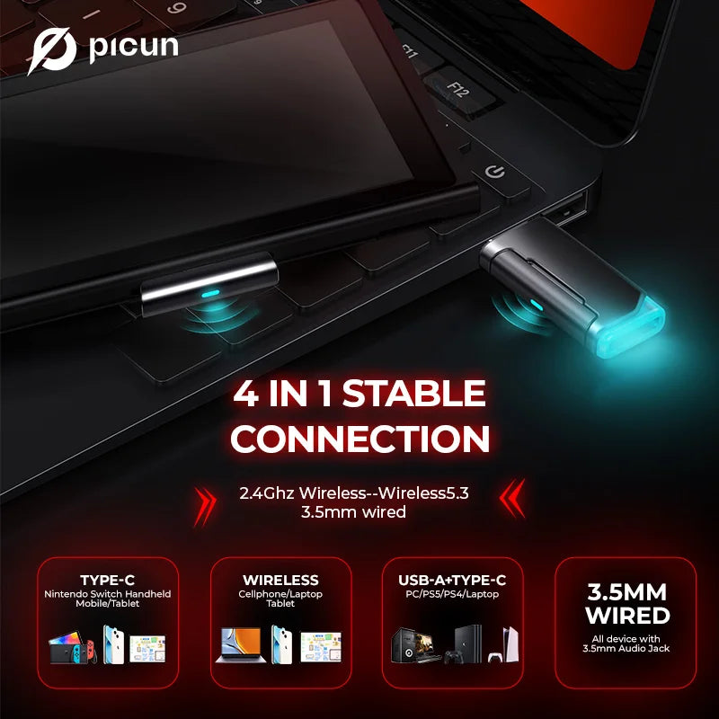 Picun G2 Wireless Gaming Headset – 2.4G + Bluetooth, 5ms Low Latency, 7.1 Surround, ENC Mic — view 3 of electronics & gadgets