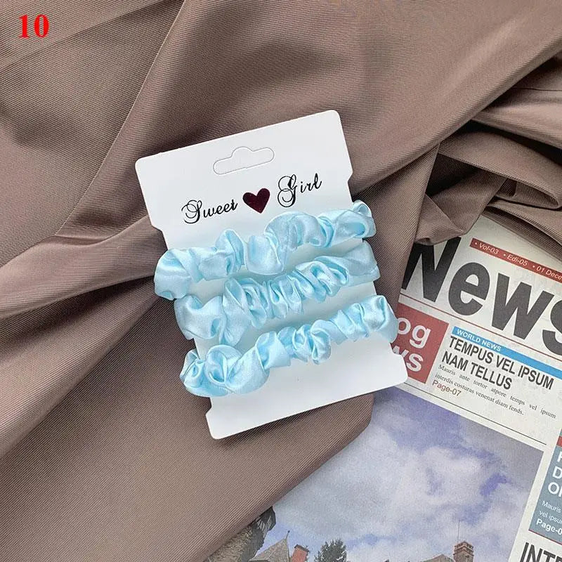 3pcs Beautiful Rubber Hair bands Hair tie Hair Accessories Satin Elastic Pigtails Ponytail Summer Women Children Candy Color — view 3 of product