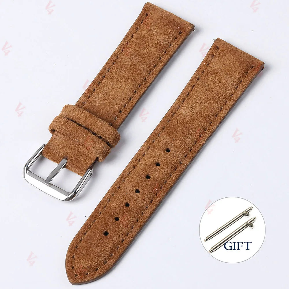 Vintage Suede Cowhide Watch Strap — 18mm 19mm 20mm 22mm Handmade Leather Band — view 16 of watch straps
