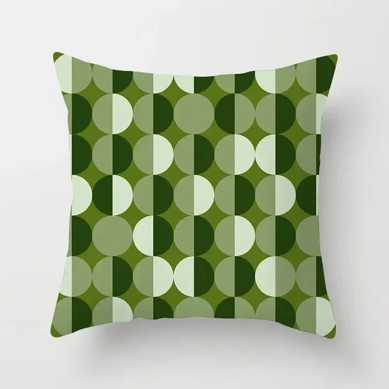 Fresh Green Geometric Cushion Cover &mdash; Polyester Pillowcase for Living Room &amp; Bedroom — view 4 of cushion covers & pillow cases