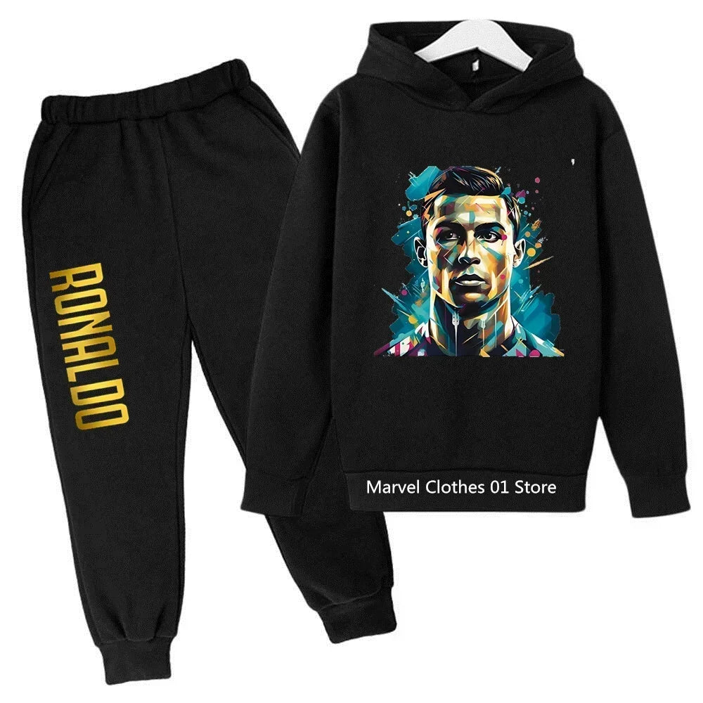 Cristiano Ronaldo CR7 Cosplay Costumes Kids Football Idol Hoodie Set Pants Kids Boys High Quality Tops Girls Clothing Sets