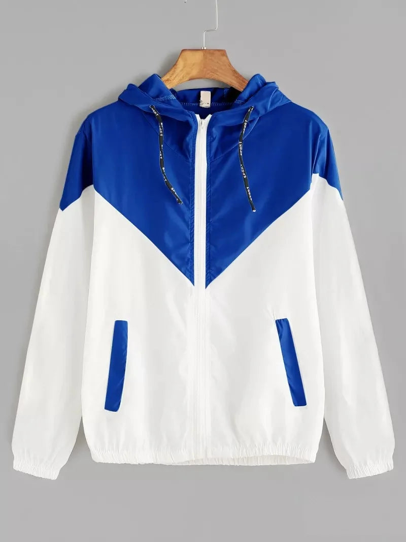 Women’s Outdoor Hooded Zip Jacket — Lightweight Patchwork Skin-Suit Coat — view 8 of sports & fitness