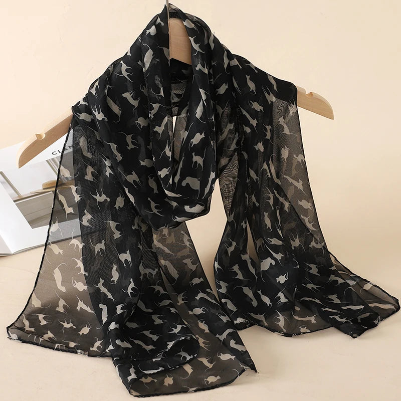 Printed Chiffon Scarf — Lightweight Sun-Protection Beach Shawl Wrap