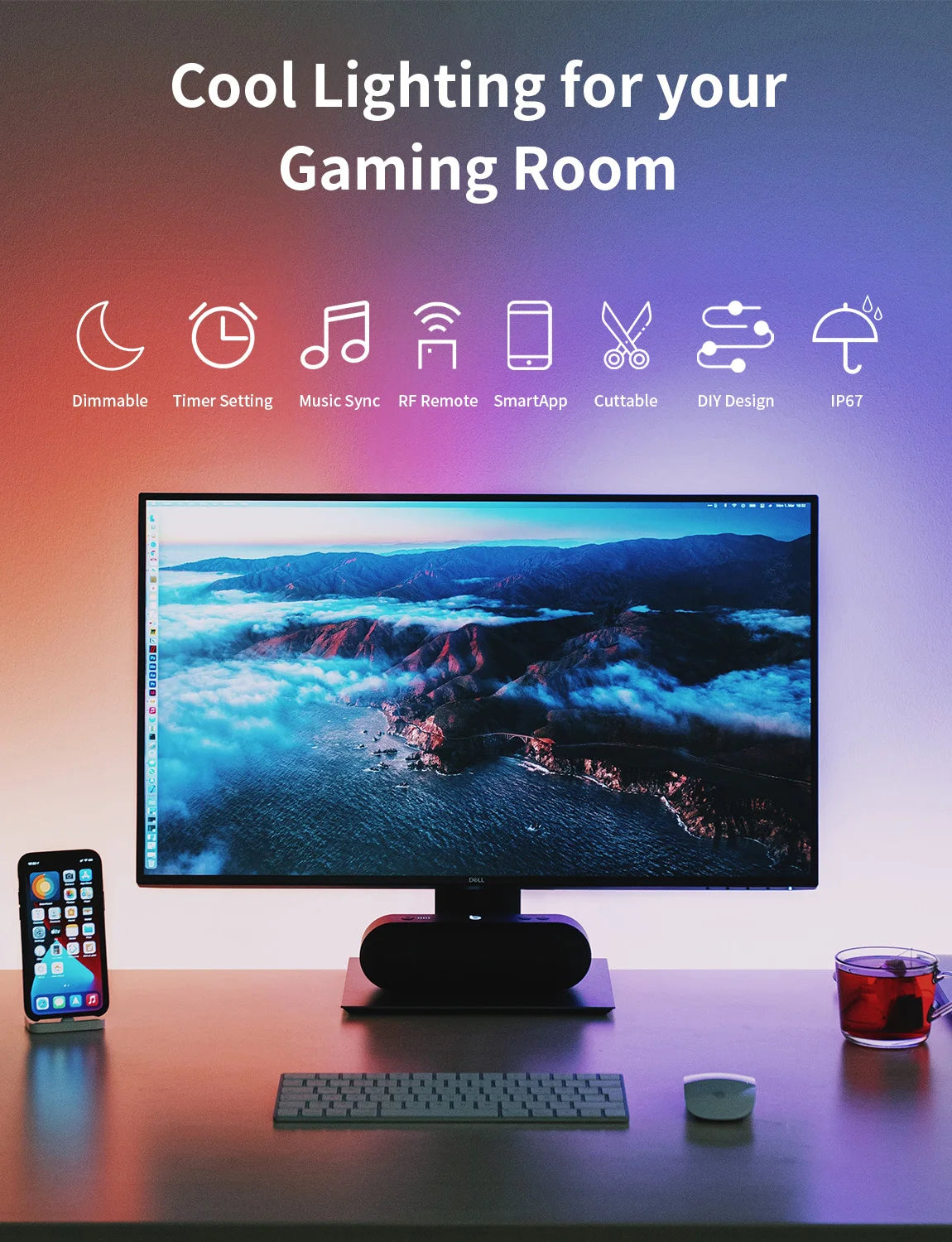 Smart RGB LED Strip Lights (SMD 5050) – App + Remote TV Backlight Strip for Gaming & Home Decor — view 2 of home & kitchen