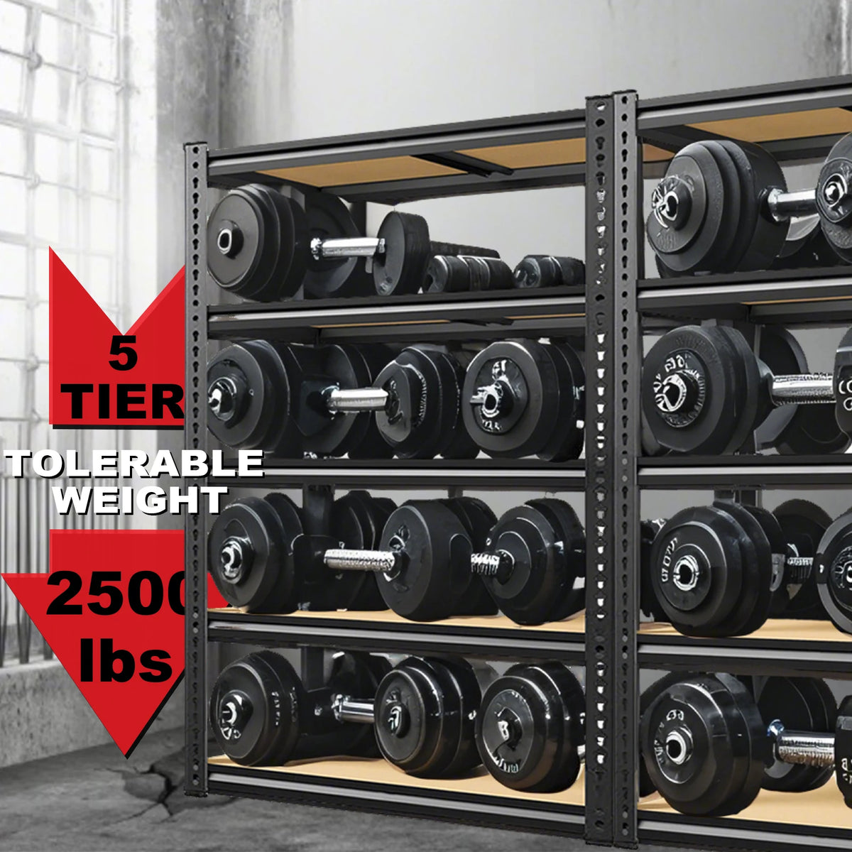 Heavy-Duty Garage Shelving Unit, 2000 lb Capacity Storage Shelf — product photo 2