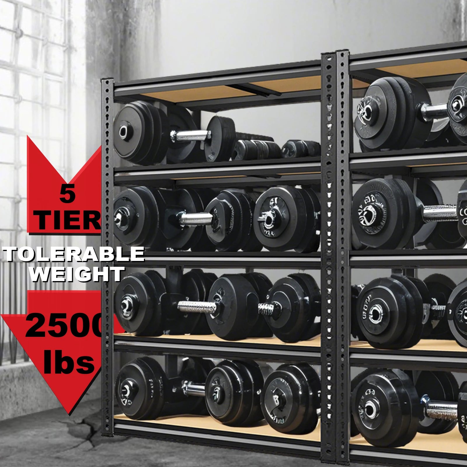 Heavy-Duty Garage Shelving Unit, 2000 lb Capacity Storage Shelf — product photo 2