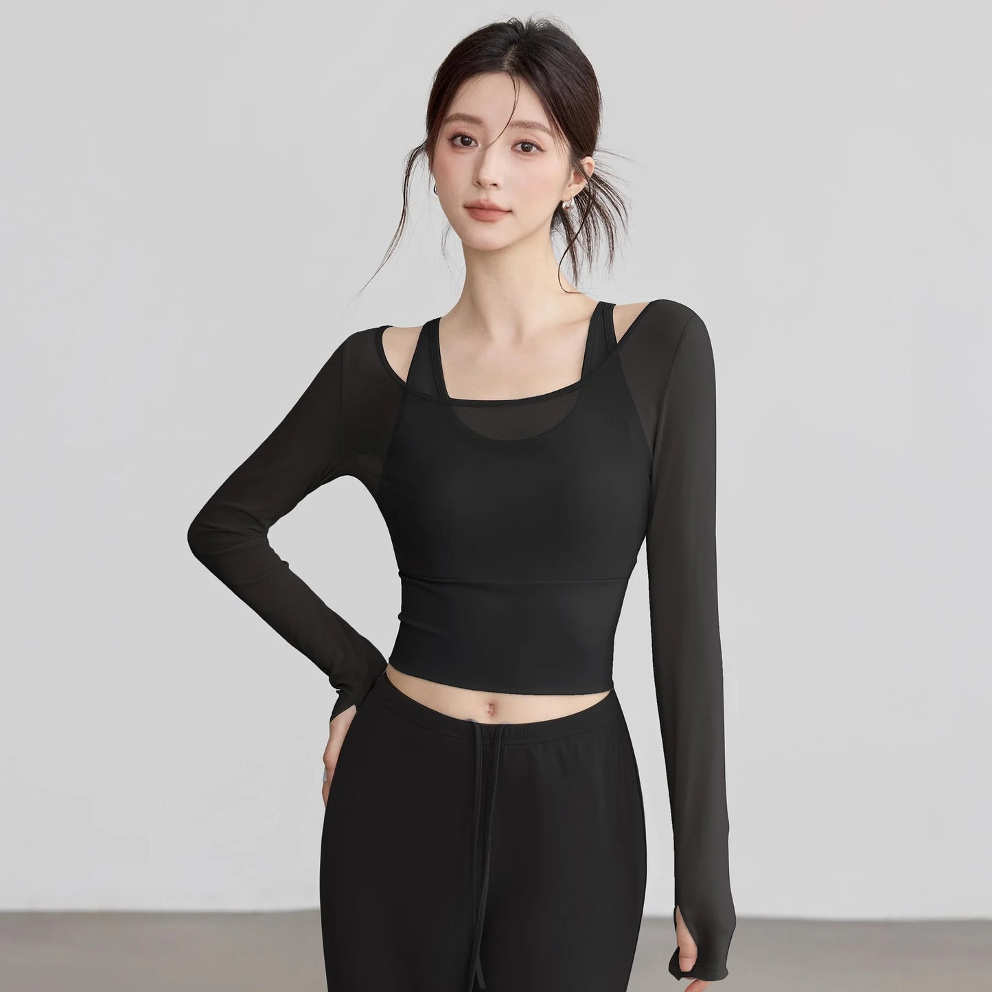 Women's Activewear Padded Long-Sleeve Sports Top — Slim-Fit Yoga Workout Shirt — view 4 of women's activewear
