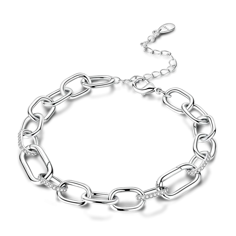 Pearl & Heart Charm Sterling Silver Bracelet 17-20cm — 925 DIY Fit Beads