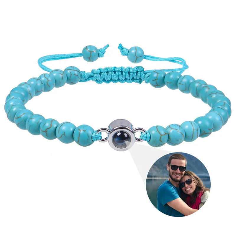 Pearl-Style Custom Photo Projection Bracelet — 6mm Personalized Beads for Couples — view 14 of bracelets