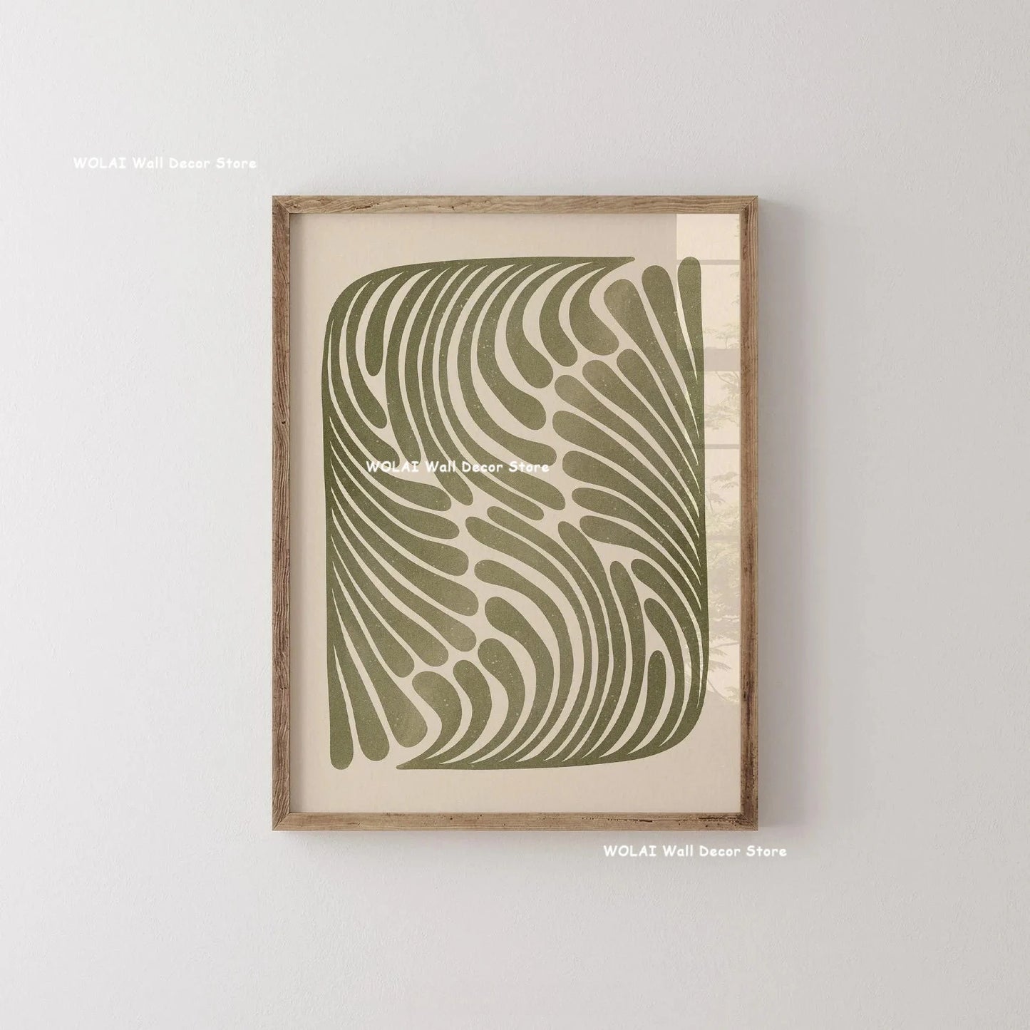 Abstract Moody Plant Canvas Poster — Mid-Century Beige & Black Floral Wall Art