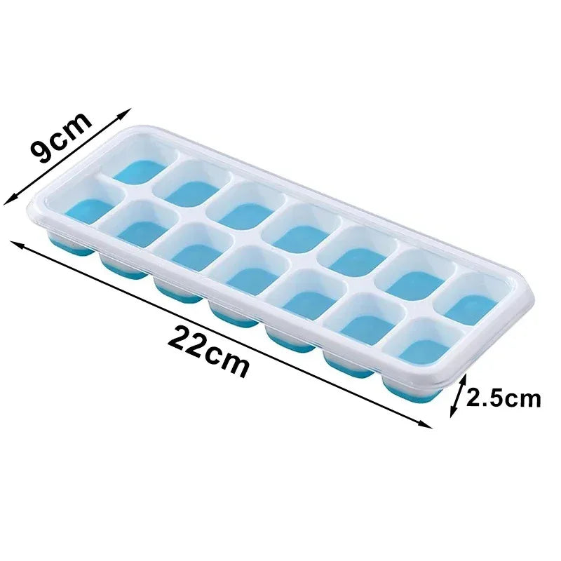 Ice Cube Tray Mold with Lid Silicone Square 14 Cube Easy Release Ice Cube Molds Summer Kitchen Bar DIY Iced Cocktail Freeze Tool — view 6 of product