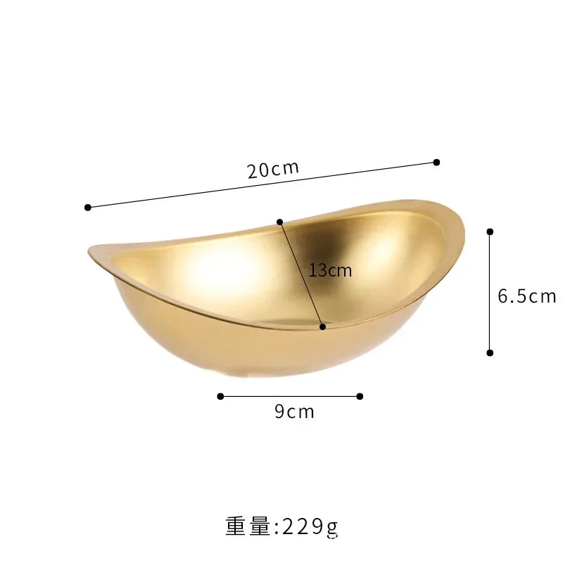 Golden Ingot Bowl — 304 Stainless Steel Korean Salad & Dessert Snack Bowl — view 10 of dining & tableware