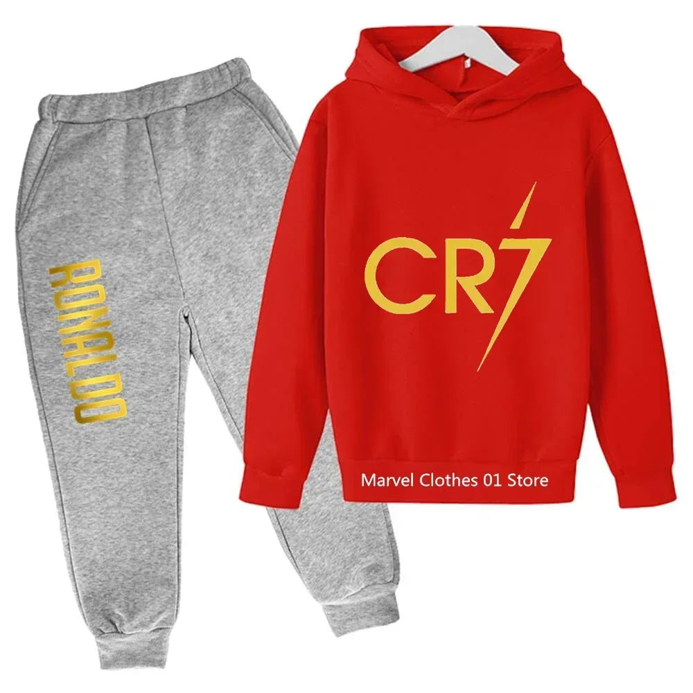 Cristiano Ronaldo CR7 Cosplay Costumes Kids Football Idol Hoodie Set Pants Kids Boys High Quality Tops Girls Clothing Sets