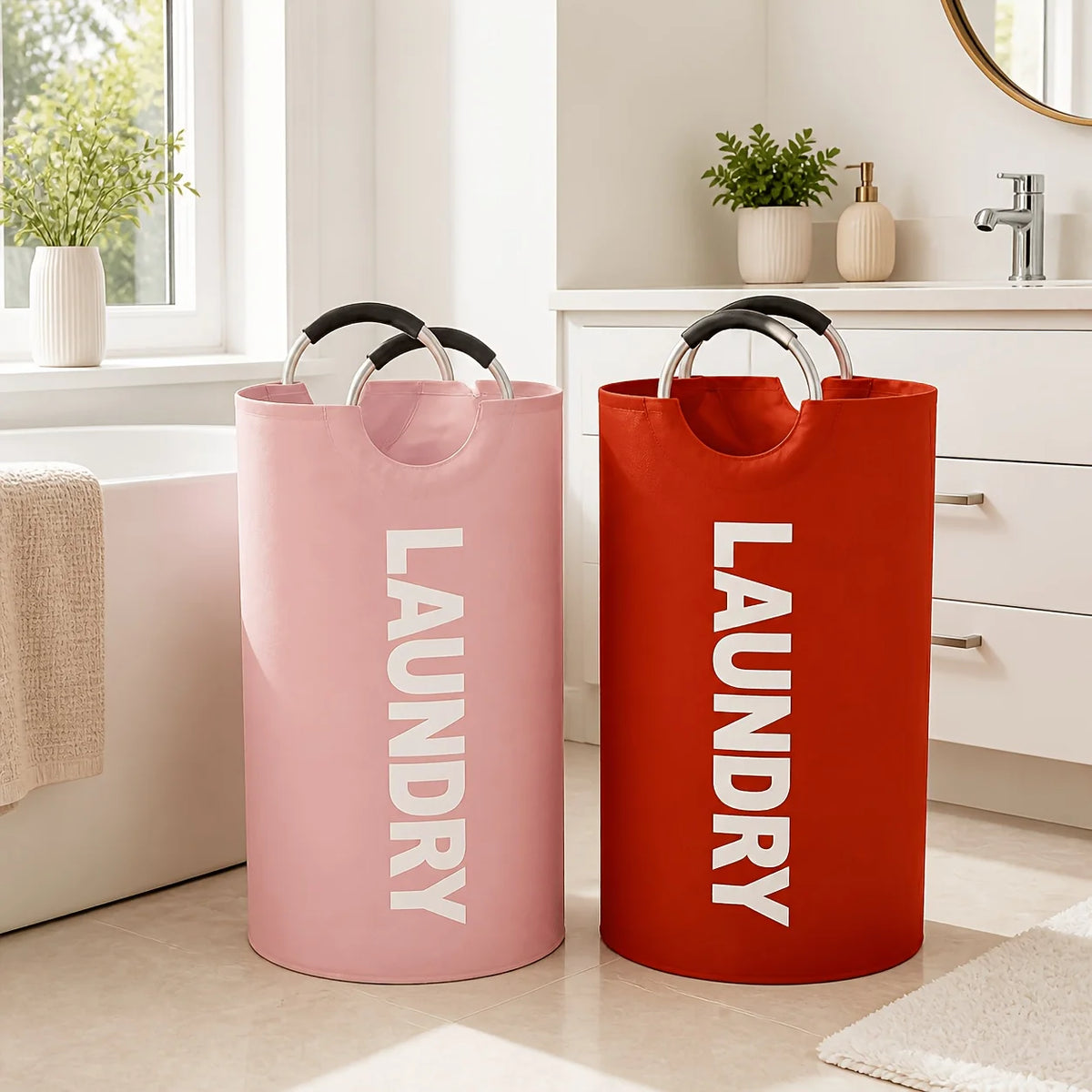 2-Pack Foldable Laundry Hamper with Detachable Bag, Tall — product photo 2