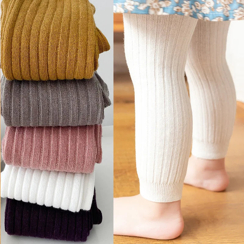 Girls Ribbed Footless Tights - 1-6Y Toddler Stretch Leggings — view 1 of baby bottoms