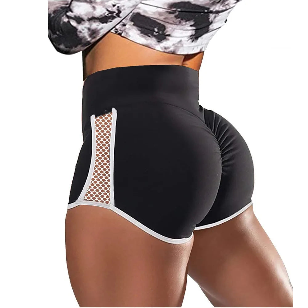 Women's Activewear High-Waist Mesh-Side Sport Shorts — Quick-Dry Slim-Fit Running Yoga — view 1 of women's activewear