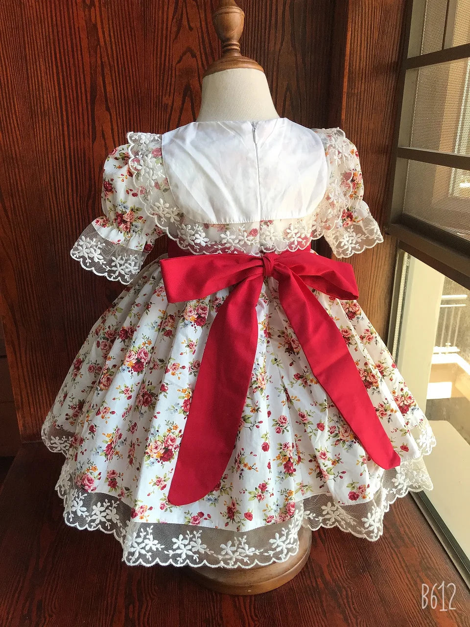 Baby Girl Red Rose Floral Princess Ball Gown – Ages 0-12Y