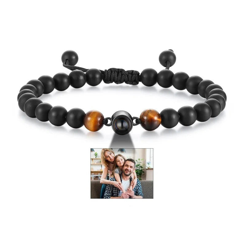 Pearl-Style Custom Photo Projection Bracelet — 6mm Personalized Beads for Couples — view 10 of bracelets