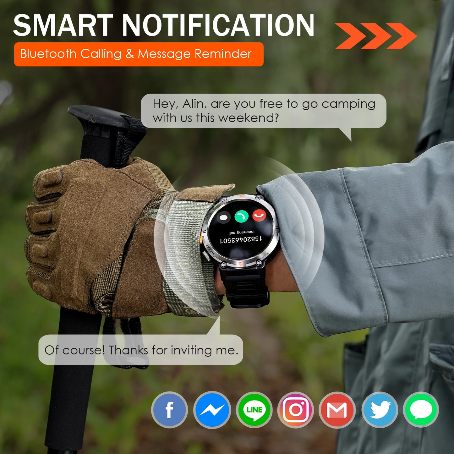 EIGIIS KE3 2025 New Bluetooth Call smartwatch for men Full Touch Screen With Health Monitor heart rate Flashlight Smart watch — view 6 of product
