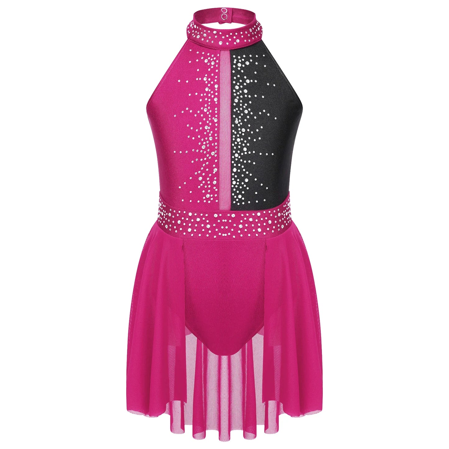 Girls Lyrical Dance Dress - Sleeveless Rhinestone Performance Leotard — view 13 of dance costumes