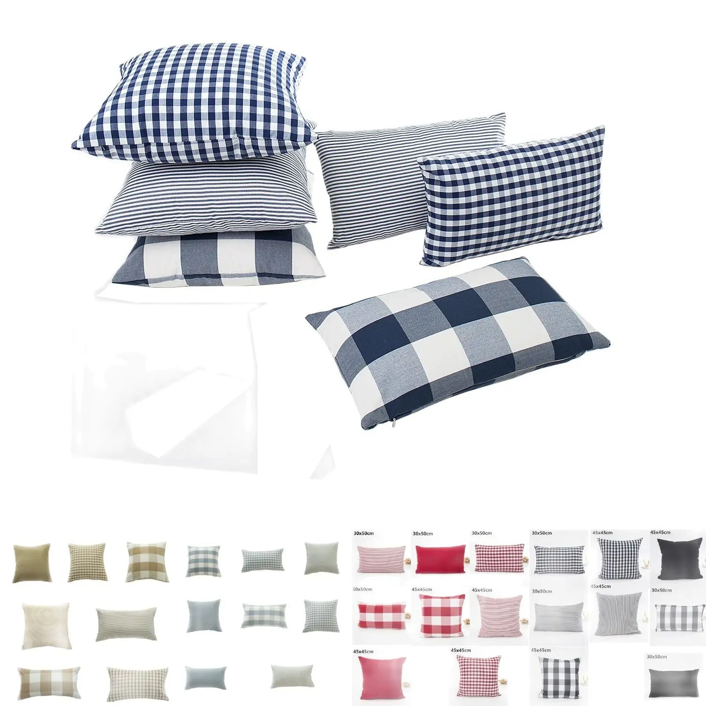 Plaid Sofa Cushion Cover &mdash; 30&times;50 &amp; 45&times;45 cm Multi-Color Stripe Pillowcase — view 1 of cushion covers & pillow cases