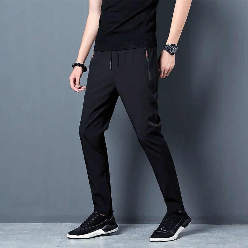 Men's Slim Fit Casual Jogger Pants — Elastic Waist Classic Korean Trousers — view 6 of men's clothing