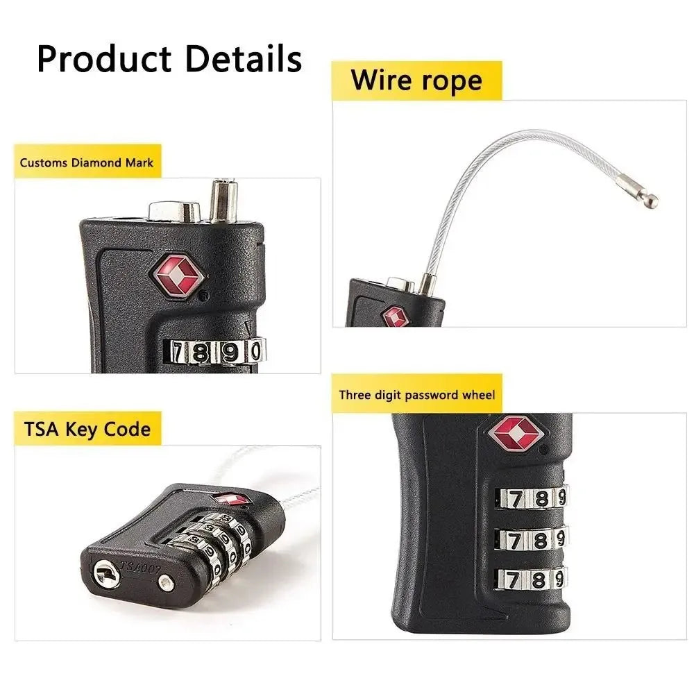 TSA-approved 3-digit travel combination padlock for luggage — view 4