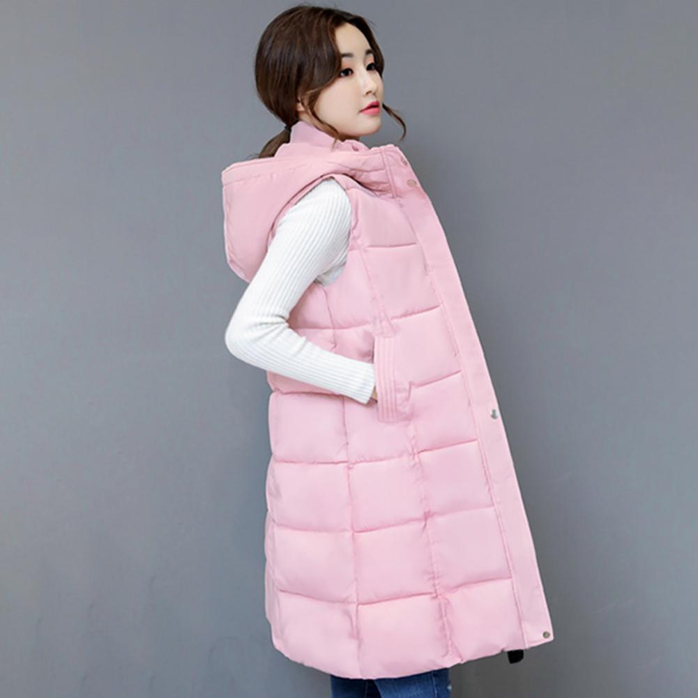 Women Vest Padded Cotton Down Autumn Winter Elegant Thick Warm Long Vest for Daily Wear