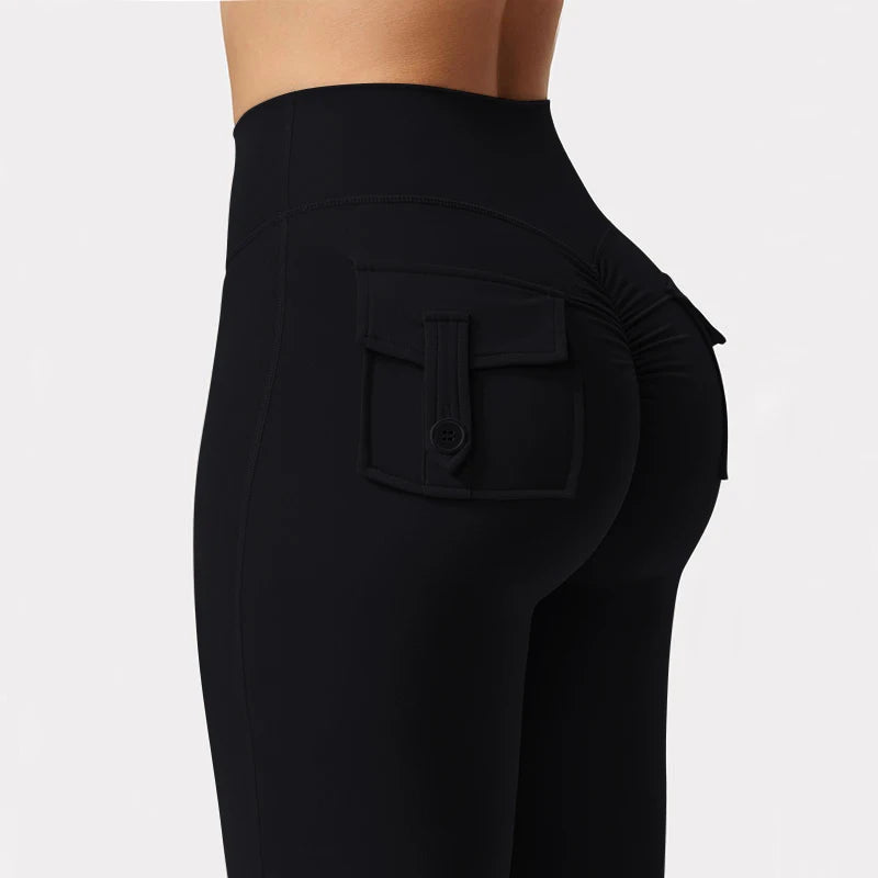 Women's Activewear Cargo-Pocket Leggings — High-Waist Sculpting Stretch Yoga Pants — view 4 of women's activewear