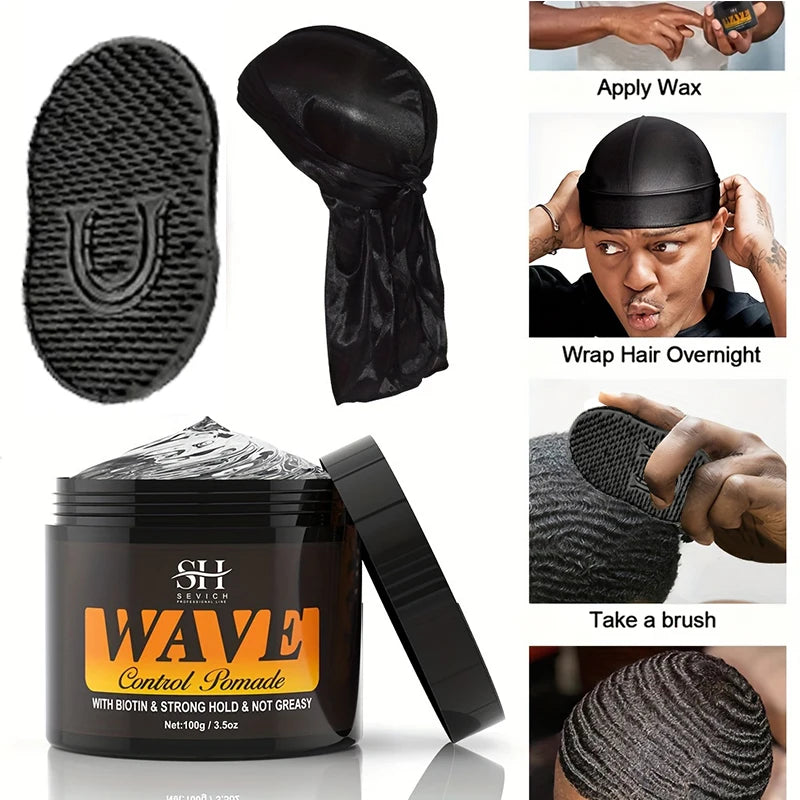 360 Waves Pomade Set (100g) – Wave Control + Brush — view 7 of beauty & personal care