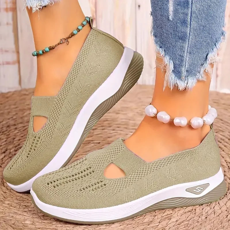 Women's shoes Solid Color Breathable Sneakers, casual sneaker women's summer sneakers, Low-top Knitted Casual Shoes Mom Shoes — view 8 of product