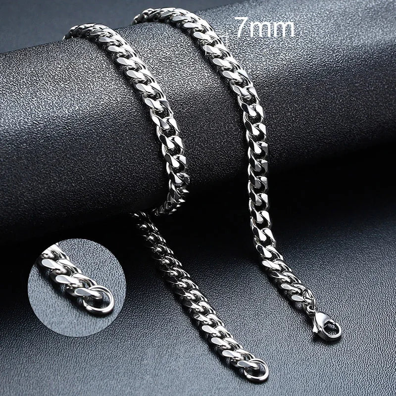 Cuban Link Chain Necklace 3mm 5mm 7mm 9mm Stainless Steel Hip-Hop Chain for Men Women Unisex — view 11 of necklaces