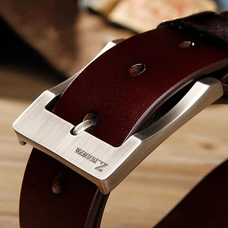 Belts Genuine Cowhide Leather Men's Belt — Metal Buckle Business & Casual — view 2 of belts