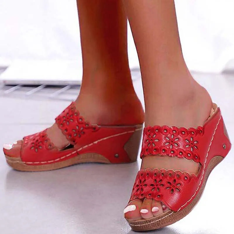 Sandals & Slides — Platform Wedge Slip-On Walking Sandals, Retro Comfort Slides — view 3 of sandals & slides